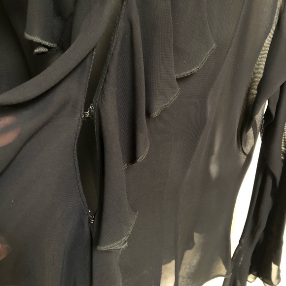 Karen Kane sheer black ruffled blouse - Picture 3 of 7